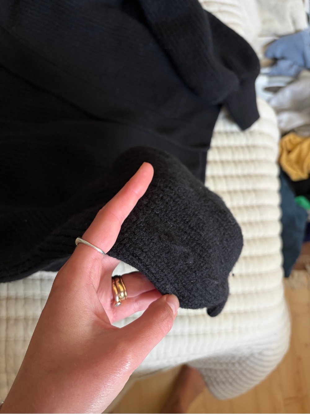 Madewell Black Cropped Rib-Knit Cardigan Sweater - Picture 3 of 4